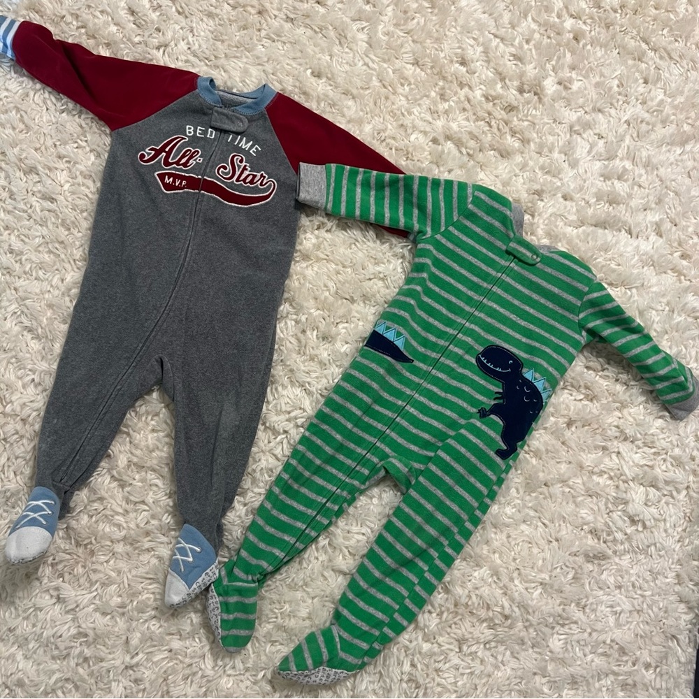 Carters Sleep N Play Bundle of 2  Fleece Sleepers Sz 12 Month